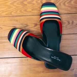 🌈 Kate Spade multi stripe closed toe slides NEW🌈